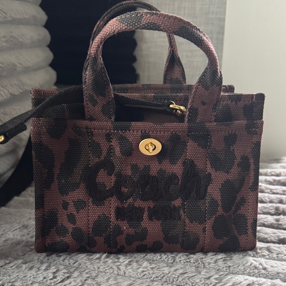 Coach Black and Brown Leopard Mini Bag